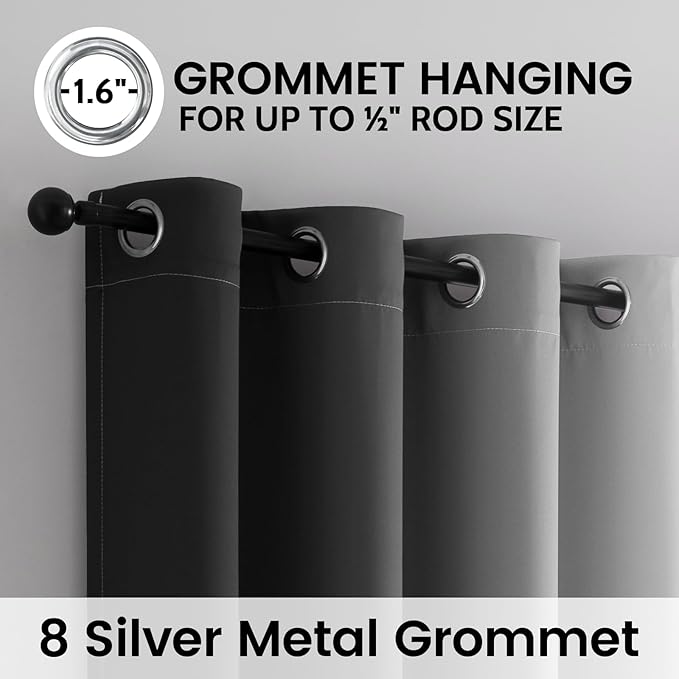SimpleHome 100% Blackout Ombre Bedroom Curtains Black and Greyish White,45L