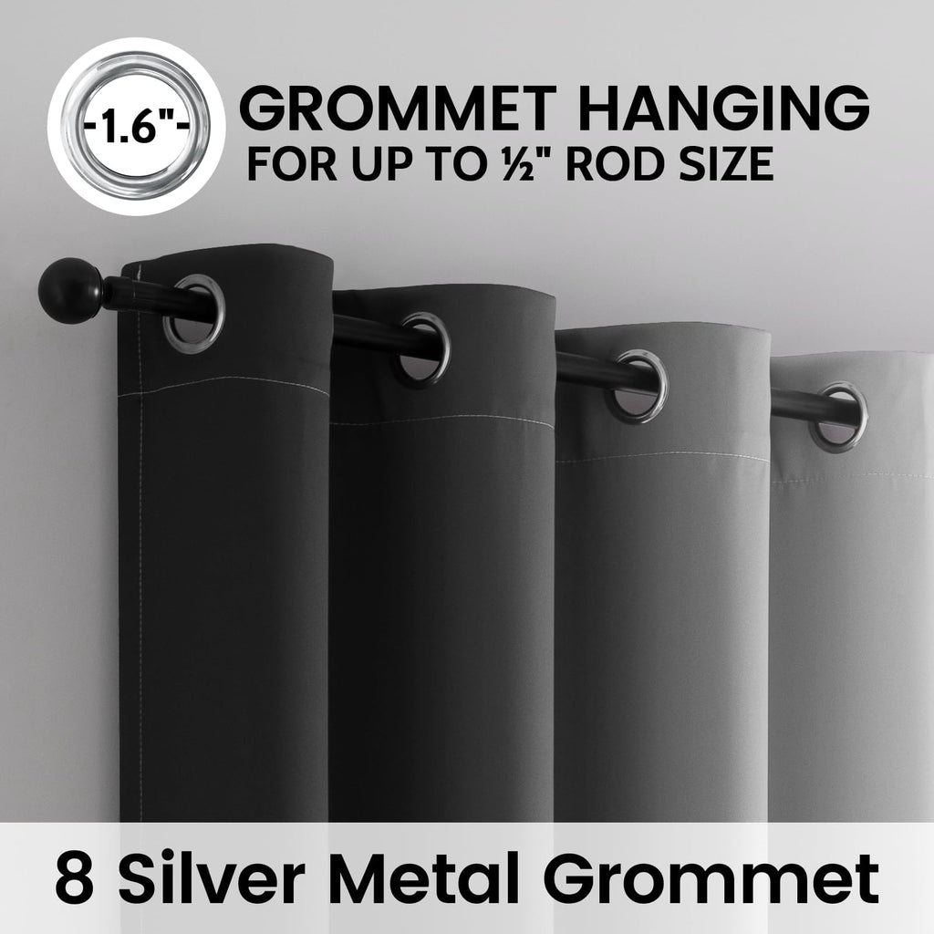 SimpleHome 100% Blackout Ombre Bedroom Curtains Black and Greyish White,45L