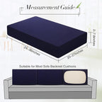 Newwiee Set of 4 Stretch Patio Cushion Covers Sofa Couch Seat Chair Slipcovers Cushion Cover Replacement Furniture Protector for Pets Washable(Navy Blue,Back Cover,Solid)