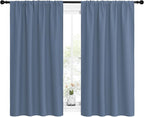 NICETOWN Kitchen Curtains, Short Blackout Curtains & Drapes, Small Window Rod Pocket Draperies for Bedroom (Stone Blue, 42 inches Wide x 54 inches Long, Set of 2)