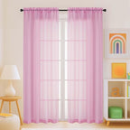 Light Pink Sheer Curtains for Window 72 inches Long 2 Panels Set, Soft Airy Modern Light Filtering Sheer Curtains for Living Room Bedroom, Dual Rod Pocket Solid Window Drapes, 2x42Wx72L inches
