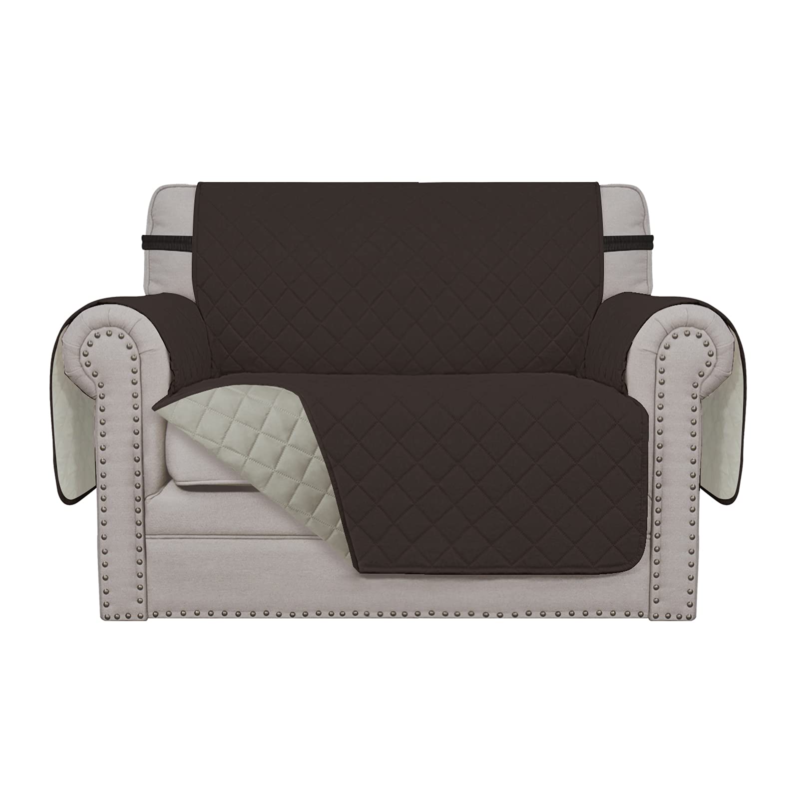 Easy-Going Oversized Chair Sofa Slipcover Reversible Sofa Cover Water Resistant Couch Cover Furniture Protector Cover with Elastic Straps for Pets Dog (Oversized Chair, Chocolate/Beige)