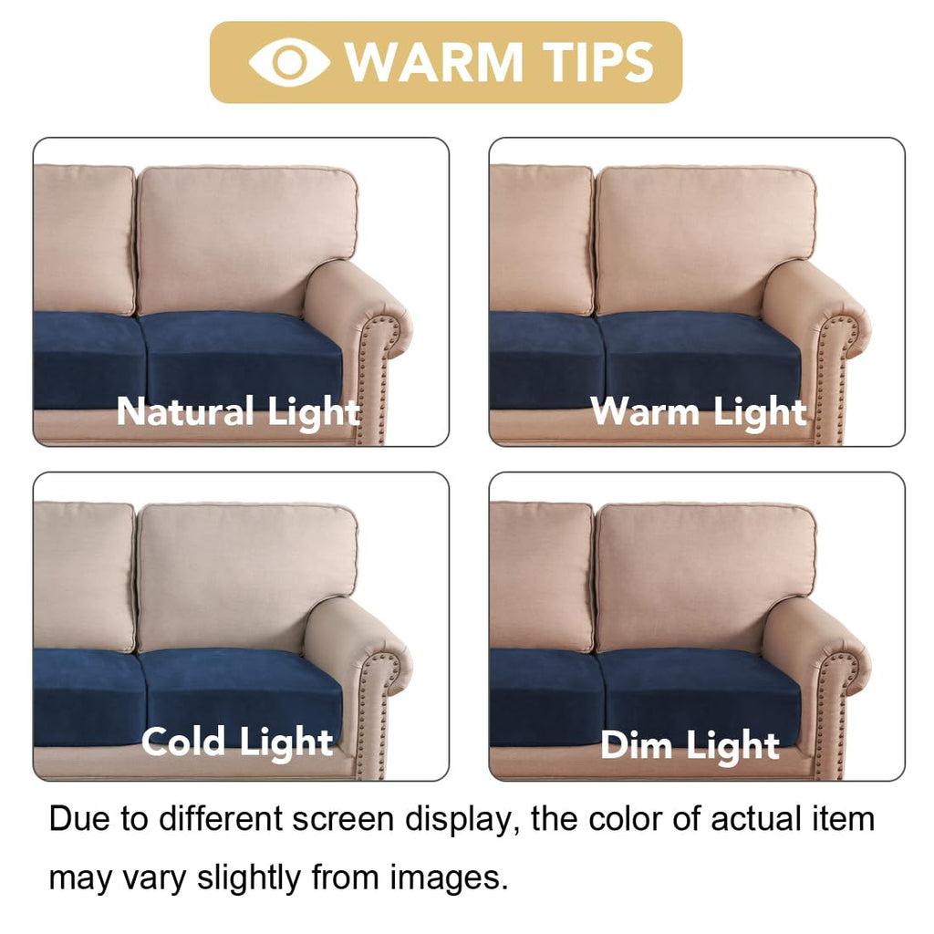 H.VERSAILTEX Velvet Stretch Couch Cushion Cover Plush Cushion Slipcover for Chair Loveseat Sofa Cushion Furniture Protector Seat Cushion Sofa Cover (2 Piece Medium Sofa Cushion Covers, Navy)
