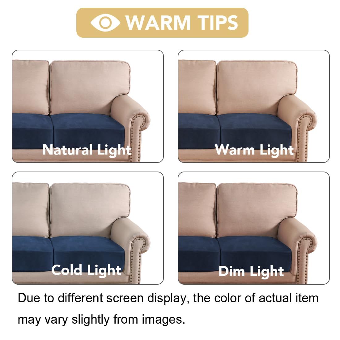 H.VERSAILTEX Velvet Stretch Couch Cushion Cover Plush Cushion Slipcover for Chair Loveseat Sofa Cushion Furniture Protector Seat Cushion Sofa Cover (2 Piece Medium Sofa Cushion Covers, Navy)