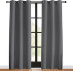 NICETOWN Bedroom Curtains Blackout Drapery Panels, 2 Panels, 42 x 80 inches, Gray, Three Pass Microfiber Thermal Insulated Solid Ring Top Blackout Window Curtains/Drapes