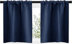 NICETOWN RV Blackout Curtains for Camper Windows, Kitchen Curtains, Short Blackout Curtains & Drapes, Thermal Insulated Rod Pocket Window Treatment Draperies for Nursery (Navy, 29" x 20", Set of 2)