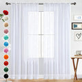 SpaceDresser Basic Rod Pocket Sheer Voile Window Curtain Panels White 1 Pair 2 Panels 70 Width 72 Inch Long for Kitchen Bedroom Children Living Room Yard(White,70 W x 72 L)