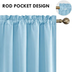 DWCN Blackout Curtains Room Darkening Thermal Insulated Bedroom Curtains Window Curtain Panels, 52 x 63 inches Long, Set of 2 Light Blue Rod Pocket Drapes