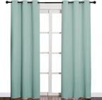 NICETOWN Thermal Insulated Solid Grommet Blackout Curtains/Drape for Living Room (Aqua, 1 Pair, 42 by 84-Inch)