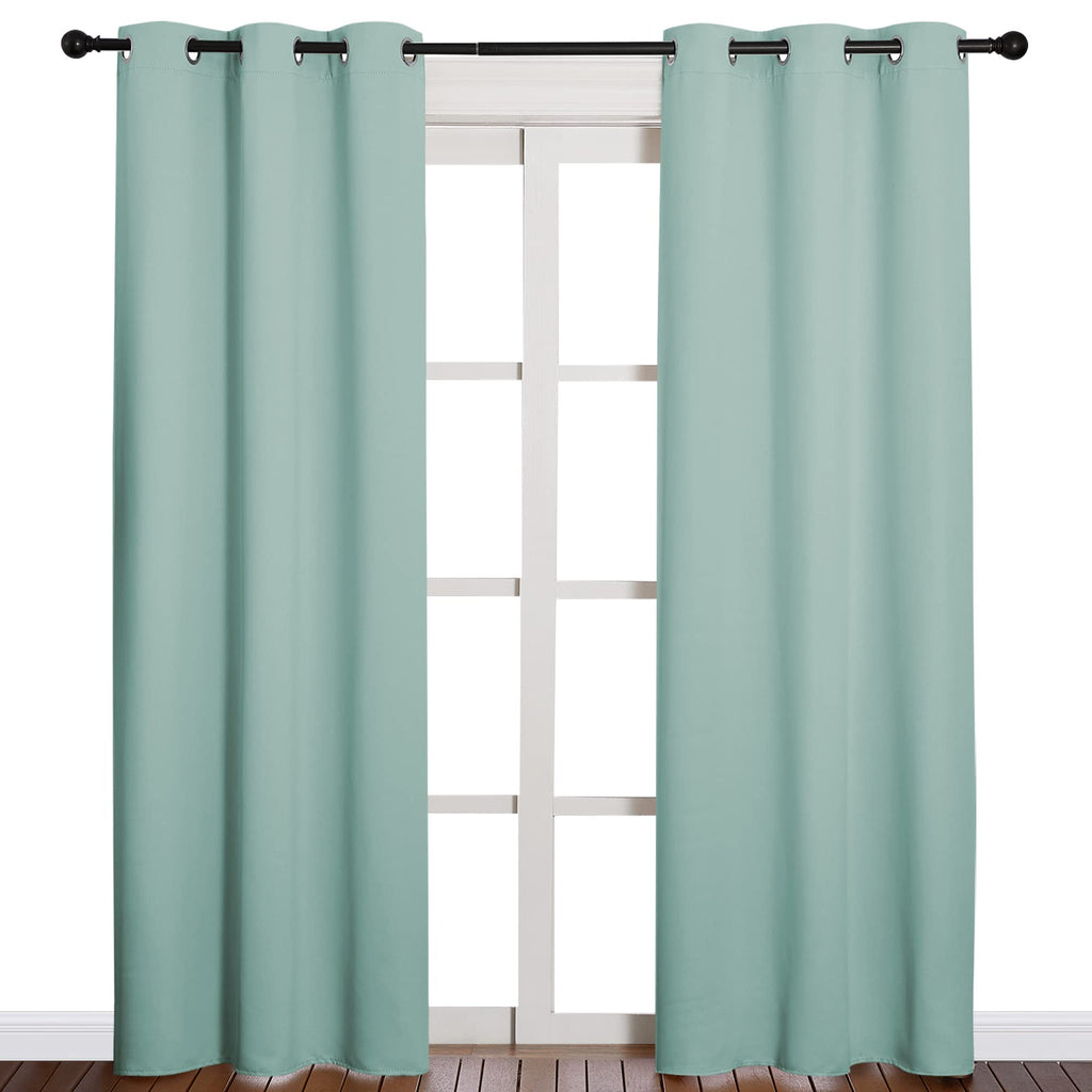 NICETOWN Thermal Insulated Solid Grommet Blackout Curtains/Drape for Living Room (Aqua, 1 Pair, 42 by 84-Inch)