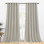 NICETOWN Thermal Insulated Natural Curtains for Living Room, Window Treatment Solid Grommet Room Darkening Drape Panels for Bedroom (Set of 2, 70 by 95 inches Long)