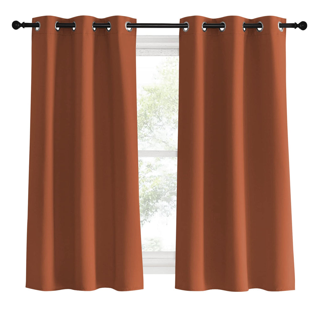 NICETOWN Blackout Curtain Panels for Girls Room, Burnt Orange, 1 Pair, 34 x 60 Inch, Nursery Essential Thermal Insulated Solid Grommet Top Blackout Drapes