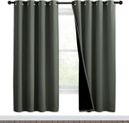 NICETOWN 100% Blackout Window Curtain Panels, Full Light Blocking Drapes with Black Liner for Nursery, 72-inch Drop Thermal Insulated Draperies (Dark Mallard, 2 Pieces, 46-inch Wide Per Panel)
