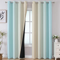 Estelar Textiler Aqua and Beige Ombre Blackout Bedroom Curtains 102 Inches