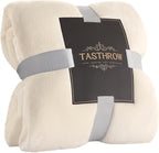 TASTHROW Large Flannel Fleece Throw Blanket, 50×70 Inch - Cozy Lightweight Thick Blanket - All Seasons Suitable for Women, Men and Kids (Creamwhite)