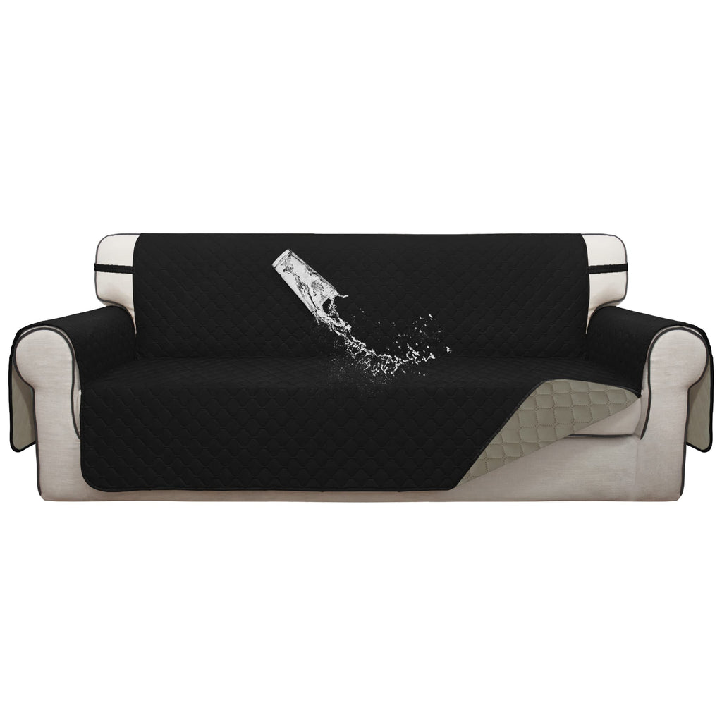 ISSUNTEX Double Protection 100% Waterproof Sofa Covers for Living Room, Couch Covers for 3 Cushion Couch Sofa, Reversible Furniture Protector Sofa Cover for Dogs (Oversized Sofa, Black/Beige)