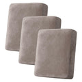 H.VERSAILTEX Velvet Stretch Couch Cushion Cover Plush Cushion Slipcover for Chair Loveseat Sofa Cushion Furniture Protector Seat Cushion Sofa Cover (3 Piece Sofa Cushion Covers, Taupe)