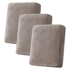 H.VERSAILTEX Velvet Stretch Couch Cushion Cover Plush Cushion Slipcover for Chair Loveseat Sofa Cushion Furniture Protector Seat Cushion Sofa Cover (3 Piece Sofa Cushion Covers, Taupe)
