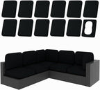 hyha 12Pcs Patio Cushion Covers, Stretch Outdoor Couch Cushion Covers Replacement, Washable Outdoor Chair/Sofa Slipcovers for Patio Furniture Cushions Protector with Elastic Bottom(Black,Cover Only)