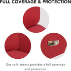PureFit Super Stretch Sofa Slipcover – Spandex Non Slip Soft Couch Sofa Cover, Washable Furniture Protector with Non Skid Foam and Elastic Bottom for Kids, Pets （Loveseat, Red）
