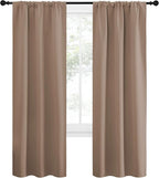 NICETOWN Kitchen Window Blackout Curtains - Window Treatment Thermal Insulated Rod Pocket Small Blackout Draperies/Drapes for Bedroom/Kitchen (Cappuccino, Set of 2, 34 in x 72 in (W x L)