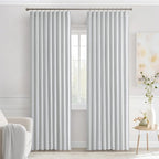MIULEE Back Tab Light Blocking Curtains 90 Inch Long 2 Panels Set for Living Room Bedroom, Greyish White Rod Pocket/Pinch Pleated Thermal Insulated Room Darkening Blackout Curtains, 52 x 90 Inch