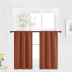 RYB HOME Blackout Cafe Curtains 30 inch Length, Short Light UV Heat Blocking Energy Saving Privacy Curtain Tiers for Basement Bathroom Kitchen Window, Width 29 by Length 30, Burnt Orange, 2 Panels