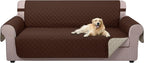 U-NICE HOME Reversible Sofa Cover Couch Cover for Dogs with Elastic Straps Water Resistant Furniture Protector for Pets Couch Cover for 3 Cushion Couch (Sofa, Brown/Beige)