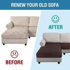 H.VERSAILTEX Velvet Stretch Sectional Couch Covers - 4 Pieces Sofa Seat Cushion Covers L Shape Separate Cushion for Both Left/Right Couch (Large Sofa 3 Seater + 1 Chaise, Brown Striped)