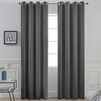 Yakamok Blackout Curtains Room Darkening Thermal Insulated Window Panels,Solid Grommet Top Drapes for Bedroom/Living Room(52Wx90L, Dark Grey, 2 Panels)