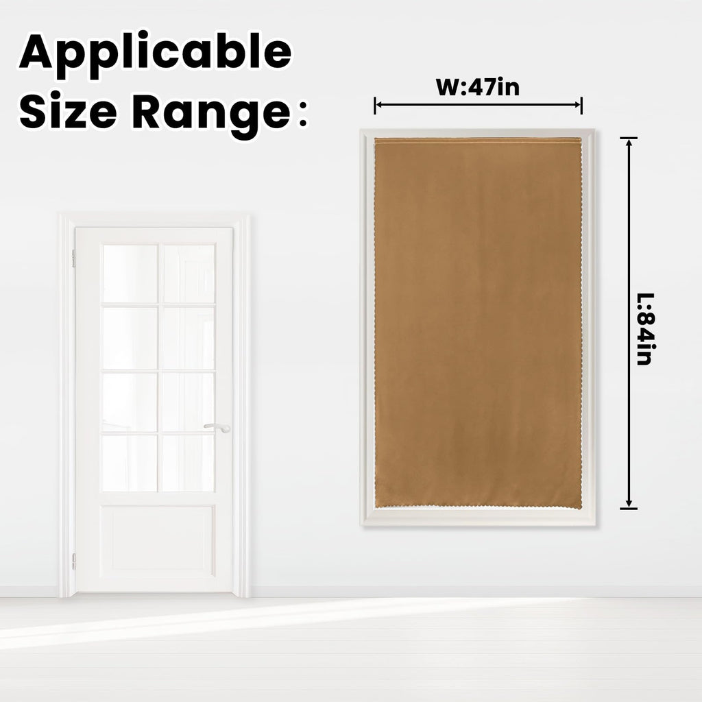 Sovtfides Self Adhesive Curtains, Stick Curtain Blackout Shades Window Cover Curtains for Living Room No Drilling, 47" W X 84" L, Brown, 1 Panel