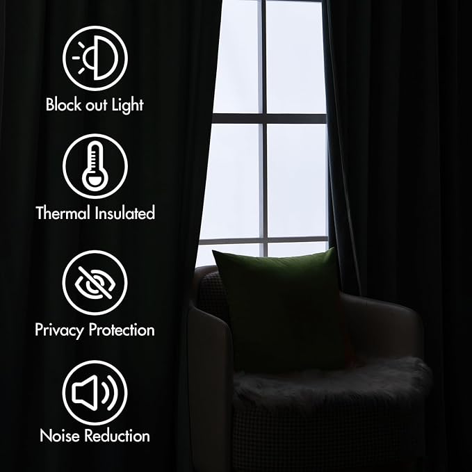 MIULEE Sage Green Velvet Curtains 52x72 inches Luxury Blackout Curtains