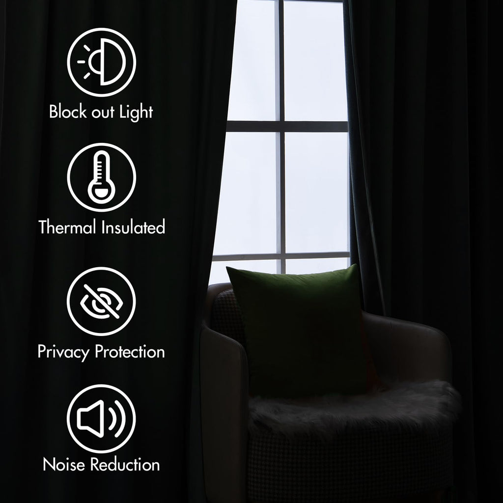 MIULEE Sage Green Velvet Curtains 52x96 inches Luxury Blackout Curtains