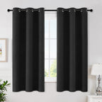 MIULEE Black Blackout Bedroom Curtains 63 Inch Long Light Blocking