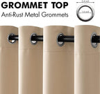 MIULEE Beige Blackout Bedroom Curtains Drapes 96 Inch Long 52"x96"