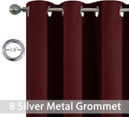 Yakamok Blackout Curtains Room Darkening Thermal Insulated Window Panels,Solid Grommet Top Drapes for Bedroom/Living Room(52Wx90L, Burgundy Red, 2 Panels)