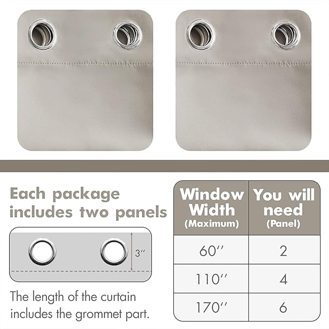 MIULEE Blackout Curtains for Bedroom Living Room Thermal Insulated Room Darkening Grommet Top Solid Light Blocking Drapery Set of 2 Window Panels 52 x 72 Inches Stone