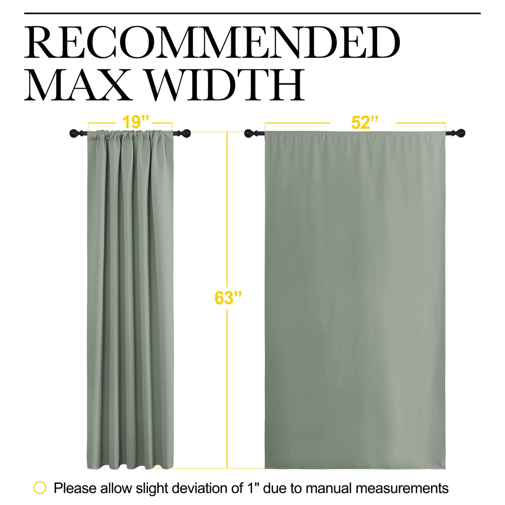 NICETOWN Window Curtains Blackout Drapes - Thermal Insulated Solid Rod Pocket Blackout Curtains/Draperies for Living Room (Greyish Green, One Pair, 52 by 63-Inch)