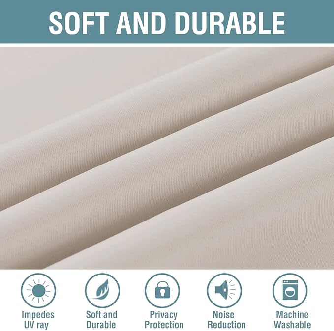 H.VERSAILTEX Blackout Patio Curtains 100 x 108 Inches for Sliding Door Extral Wide Blackout Curtain Panels Thermal Insulated Room Divider - Grommet Top, 9' Tall by 8.5' Wide - Natural