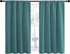 NICETOWN Window Curtains Blackout Drapes - Thermal Insulated Solid Rod Pocket Blackout Curtains/Draperies for Living Room (Sea Teal, One Pair, 42 by 45-Inch)
