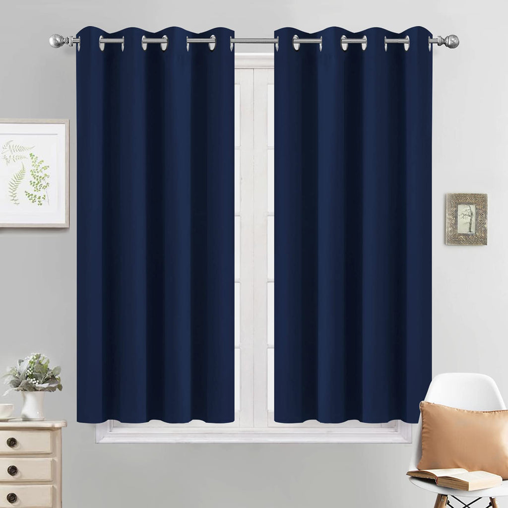 Yakamok Room Darkening Curtains 52x45 inch Length Navy Blue-Living Room