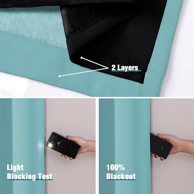 ChrisDowa 100% Blackout Curtains for Bedroom 72 Inches Long 2 Panels Set