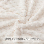 Exclusivo Mezcla Large 3D Fleece Throw Blanket for Couch, Ivory