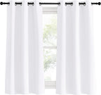 NICETOWN White Curtains for Living Room, Set of 2, W34 x L60, Thermal Insulated Window Treatment 50% Light Blocking Solid Grommet Top for Bedroom/Girl's, Adult Room