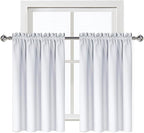 DWCN White Short Room Darkening Curtains for Kitchen/Bedroom, 42 x 36 inches Long - Energy Saving Window Drapes for Nursery with Rod Pocket, Set of 2 Panels