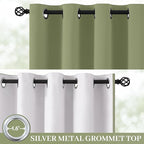 Yakamok 100% Blackout Curtains for Living Room, Thermal Insulated Blackout Curtains 84 inch Length Heat and Full Light Blocking Curtains Window Drapes for Bedroom with White Backing, Sage, W40 x L84
