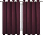 LEMOMO Burgundy Red Thermal Blackout Curtains/52 x 54 Inch/Set of 2 Panels Room Darkening Curtains for Bedroom