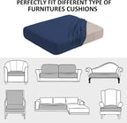 Water Repellent Sofa Seat Cushion Covers Stretch Stylish Furniture Cover, Small Checked Pattern Super Soft Slipcover Machine Washable (Loveseat Cushion, Navy)