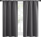 NICETOWN Grey Window Curtains for Bedroom - Home Decoration Thermal Insulated Rod Pocket Blackout Blinds & Drapes for Small Windows (Gray, 2 Panels, W34 x L54 -Inch)