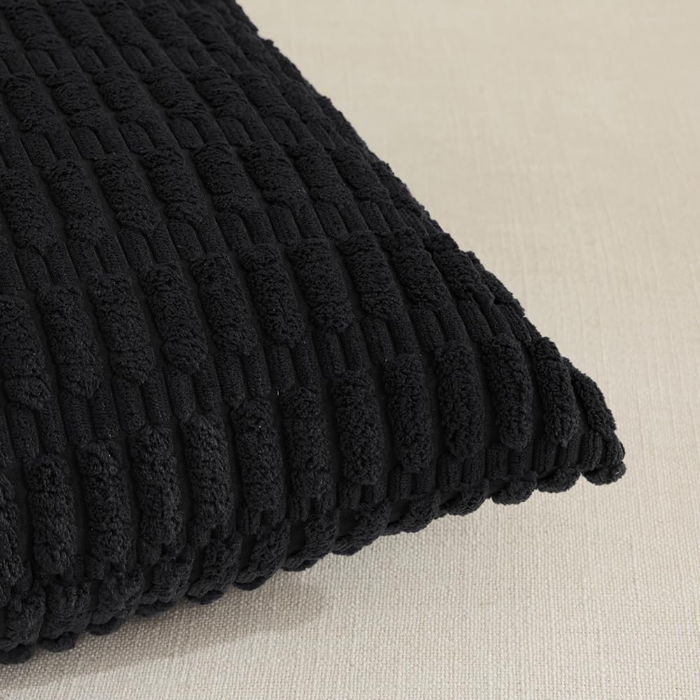 Fancy Homi 4 Packs Decorative Throw Pillow Covers for Living Room Couch Bed, Modern Farmhouse Boho Home Décor Accent Cushion Case, 20" x 20", Black